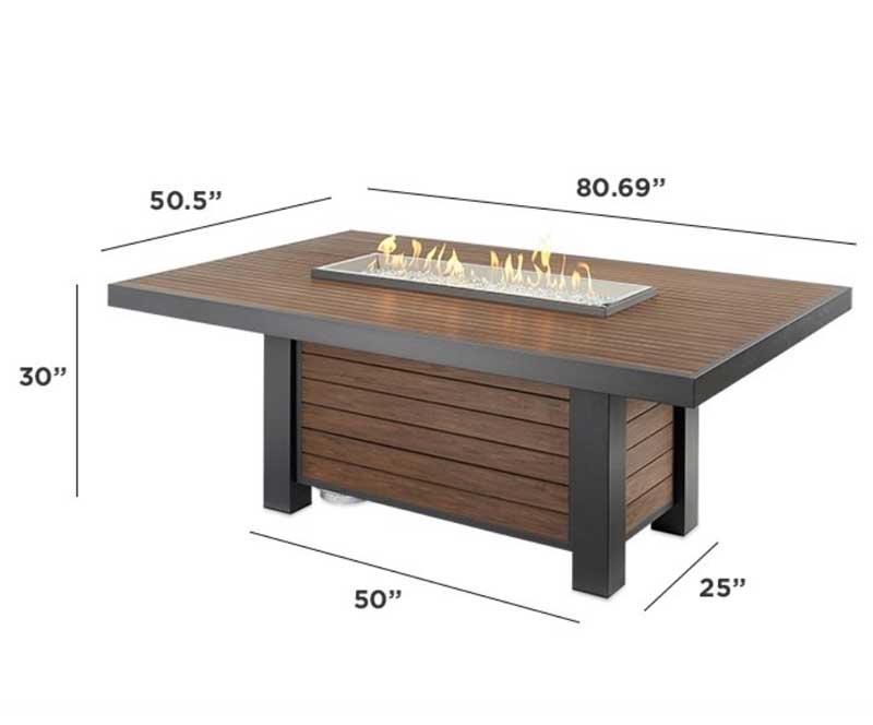 Kenwood Linear Dining Height Gas Fire Pit Table by Outdoor Great Room - Image 8